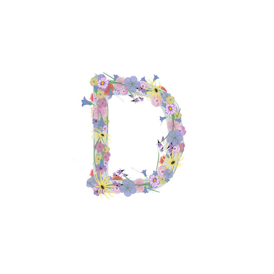 Letter D Wildflowers Canvas Print