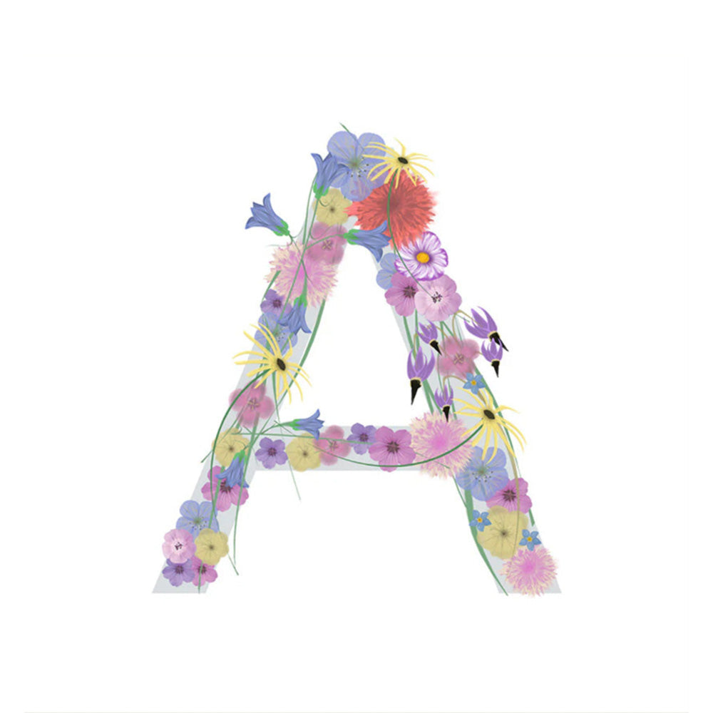 Letter A Wildflowers Canvas Print