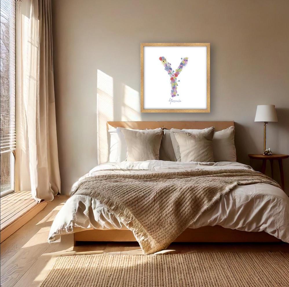 Letter Y wildflowers print