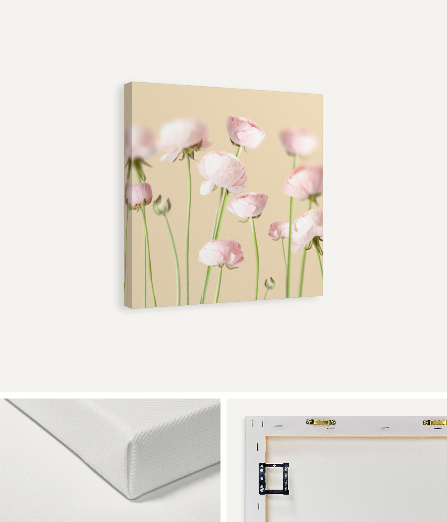 Pink Peonies on Yellow Canvas Print