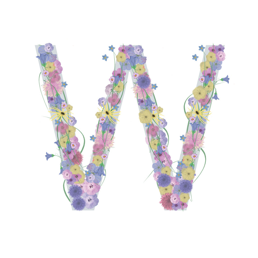 Letter W Wildflowers Canvas Print