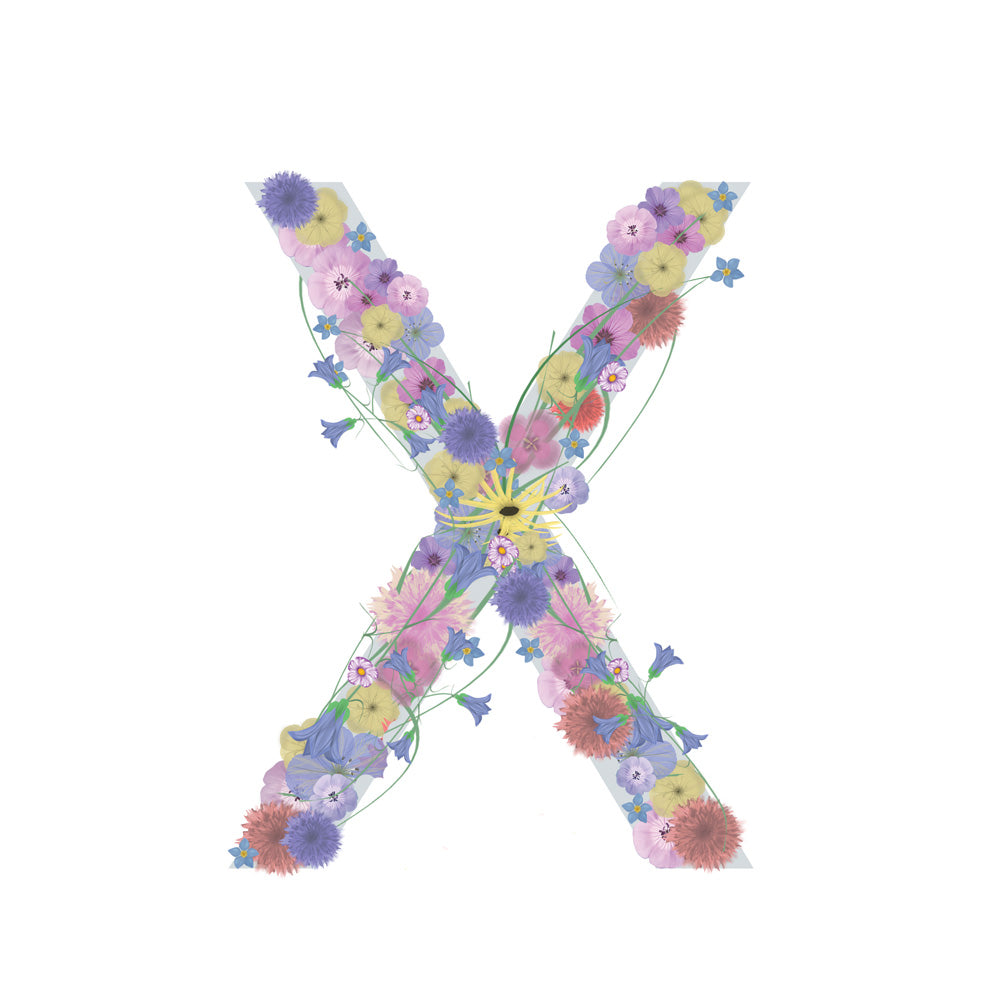 Letter X wildflowers print