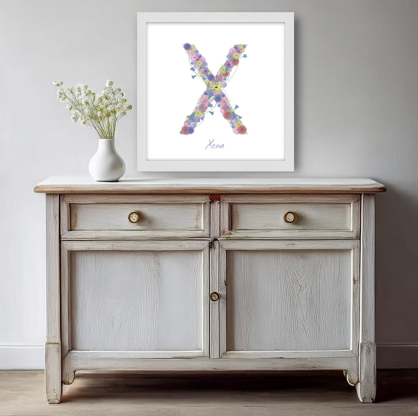 Letter X wildflowers print