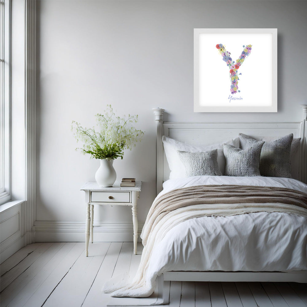 Letter Y wildflowers print