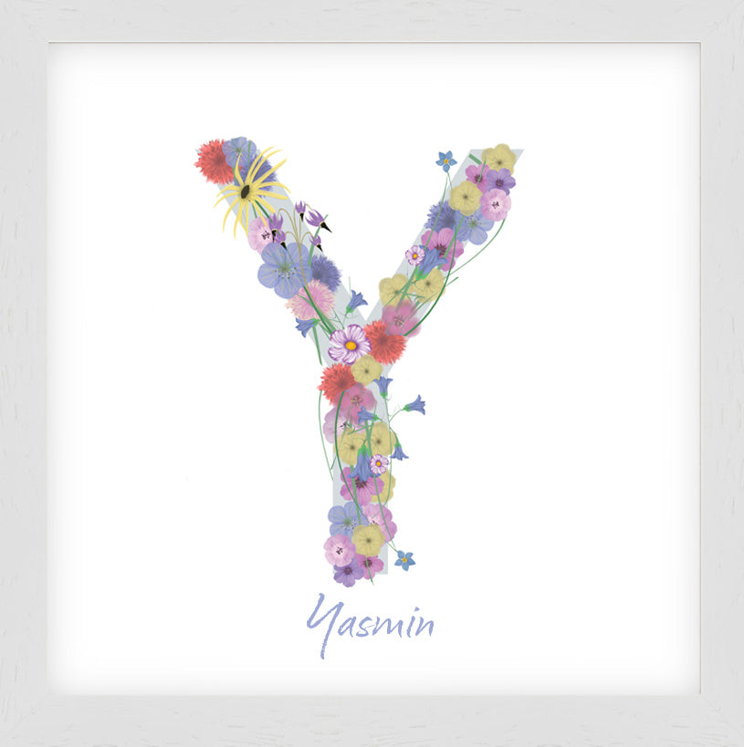 Letter Y wildflowers print