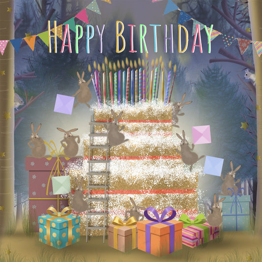 Rabbits Birthday Party Card