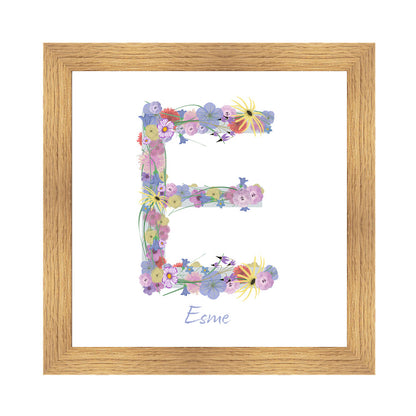 Letter E wildflowers print
