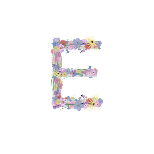 Letter E Wildflowers Canvas Print