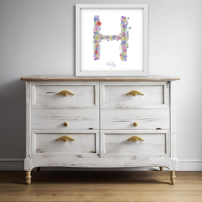 Letter H wildflowers print