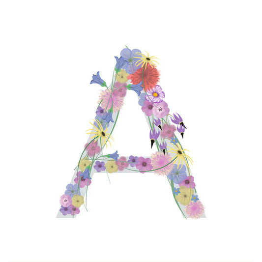 Letter A Wildflowers Canvas Print