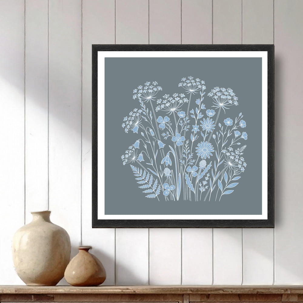 Pale Blue Summer Meadows Print