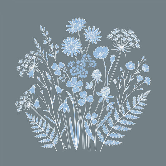 Summer Meadows Breeze Pale Blue Print