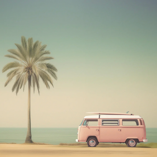 Pink Surf Camper Van Canvas Print