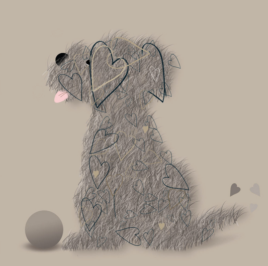 Little Dog with Ball Handwritten Card