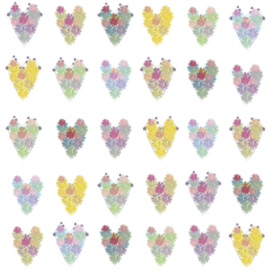 Flower Hearts Handwritten Card