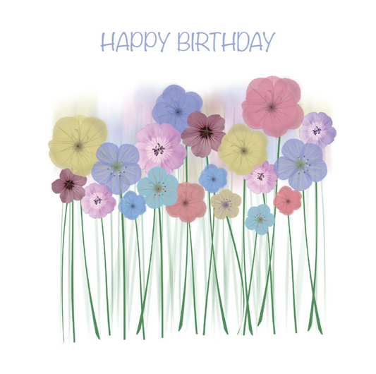 Pretty Flowers Birthday Handwritten Card