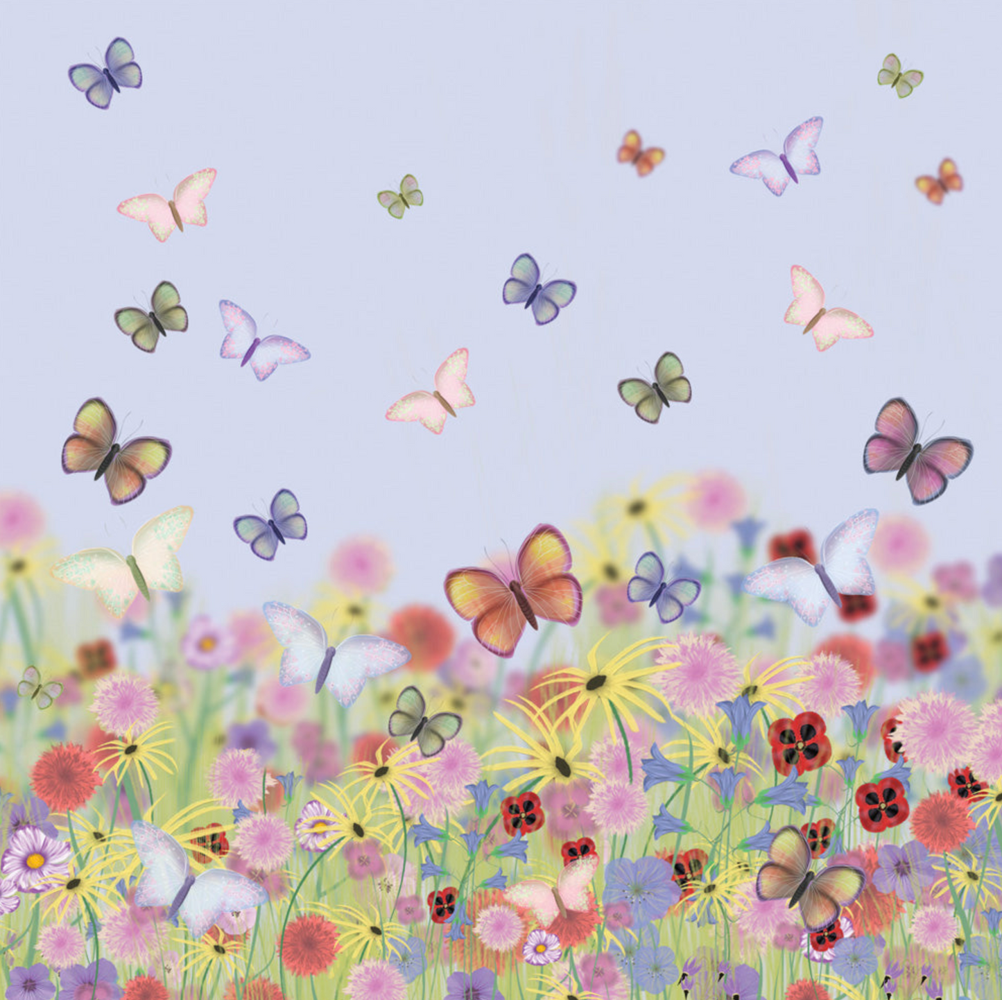 Butterflies with Wildflowers Handwritten Card