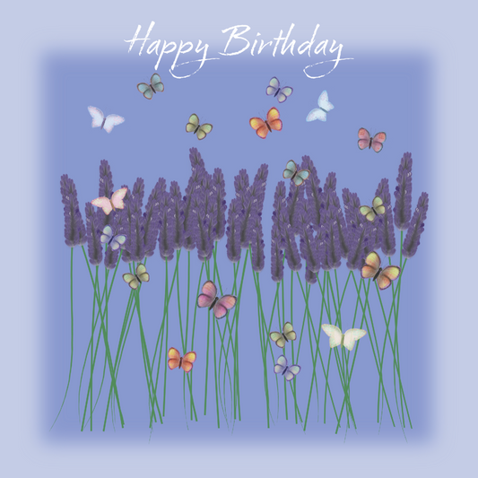 Birthday Lavender Handwritten Card
