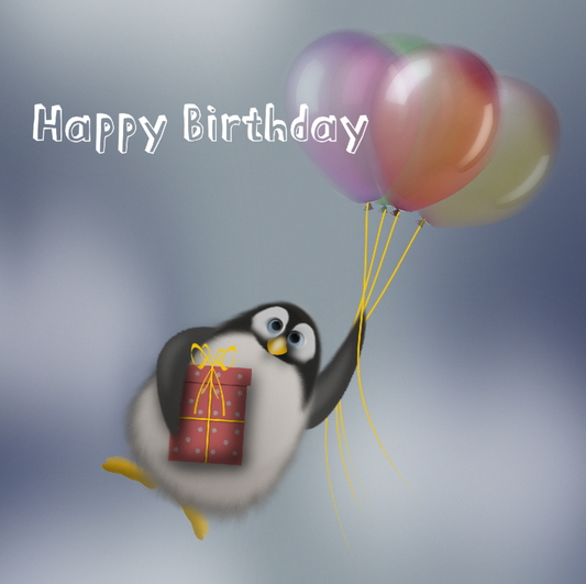 Birthday Party Penguin Handwritten Card