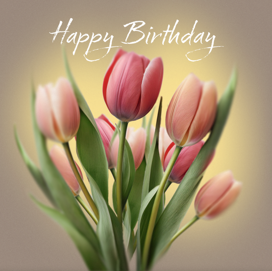 Birthday Tulips Handwritten Card