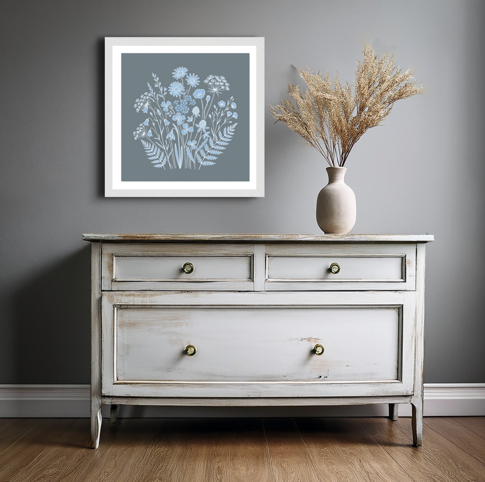 Summer Meadows Breeze Pale Blue Print