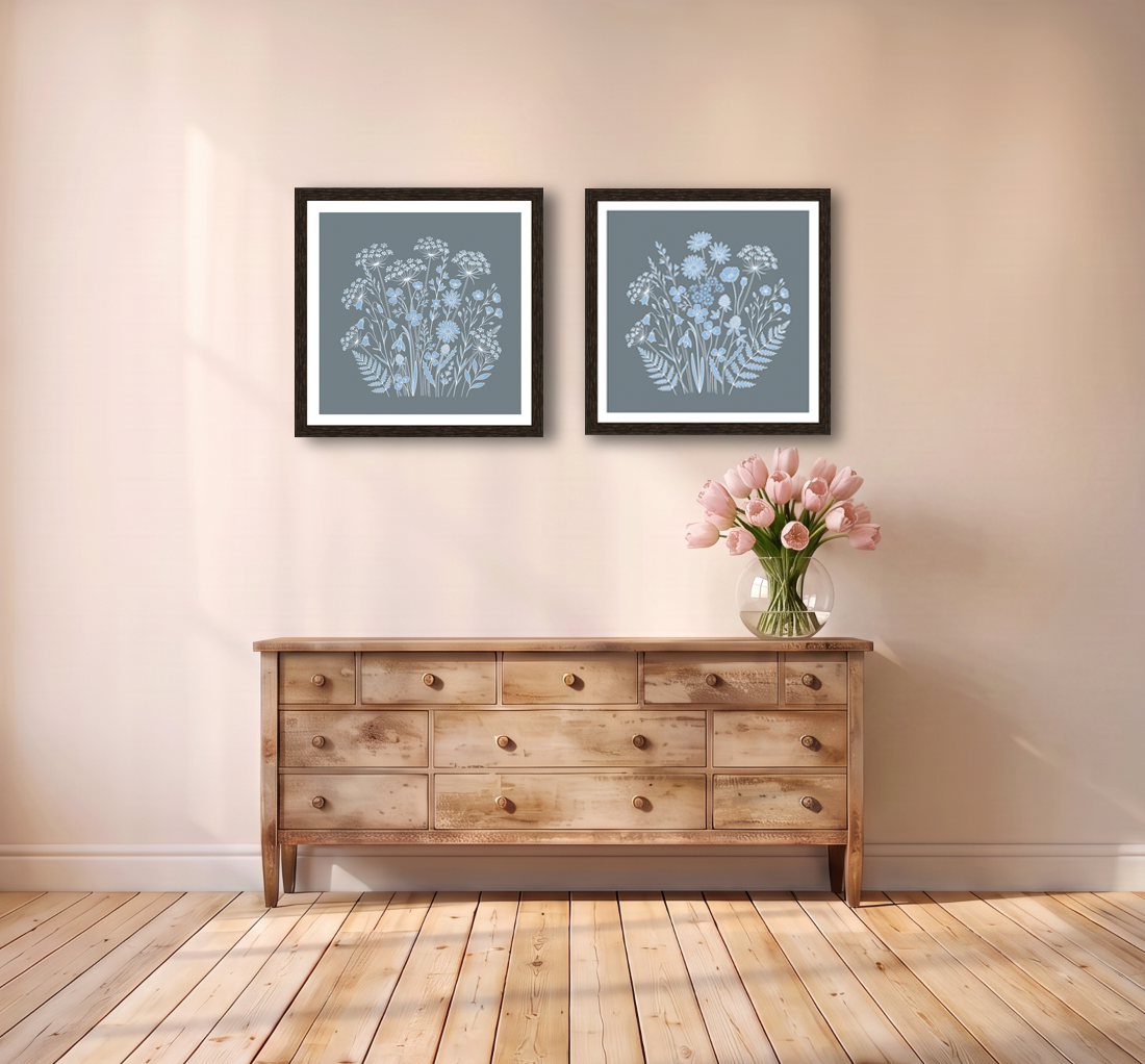 Summer Meadows Breeze Pale Blue Print
