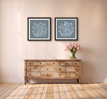 Summer Meadows Breeze Pale Blue Print