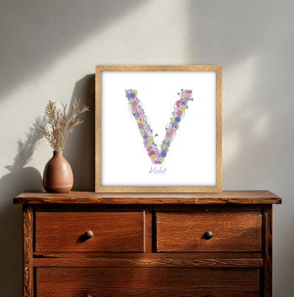 Letter V wildflowers print