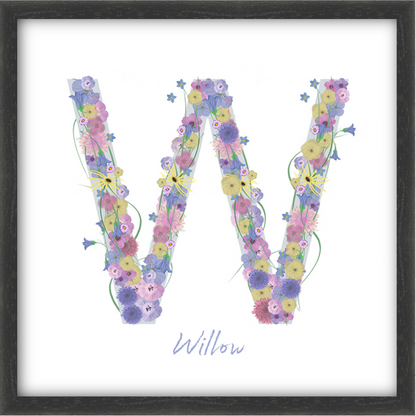 Letter W wildflowers print