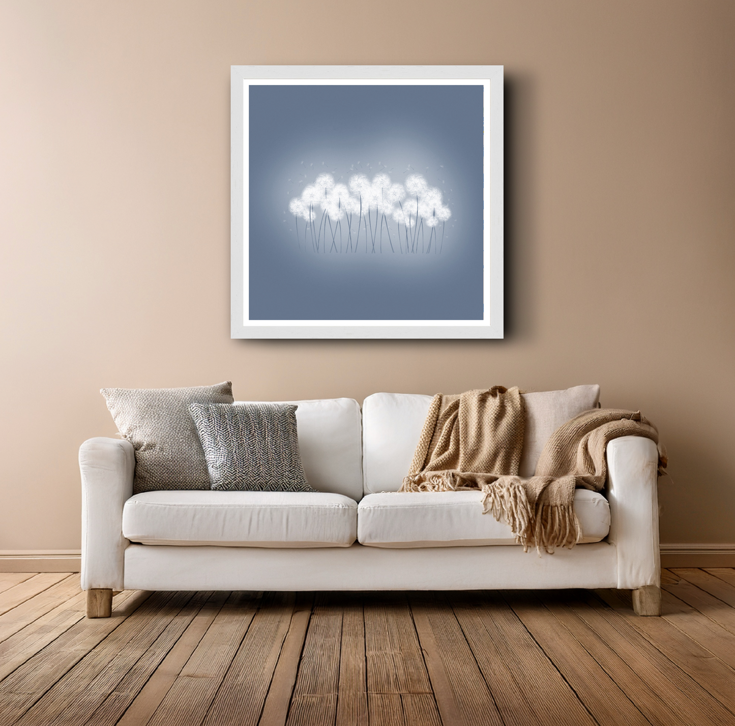 Mist in the Dandelion wood print