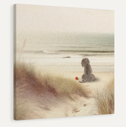 Scruffy Dog at the Beach Canvas Print