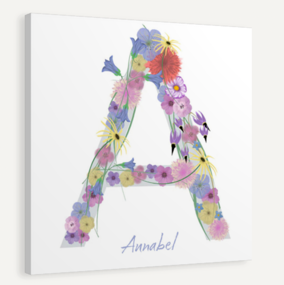 Letter A Wildflowers Canvas Print