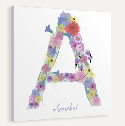 Letter A Wildflowers Canvas Print