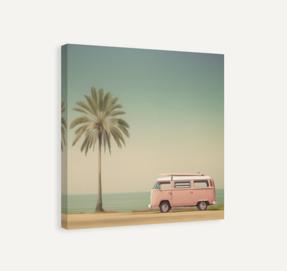 Pink Surf Camper Van Canvas Print
