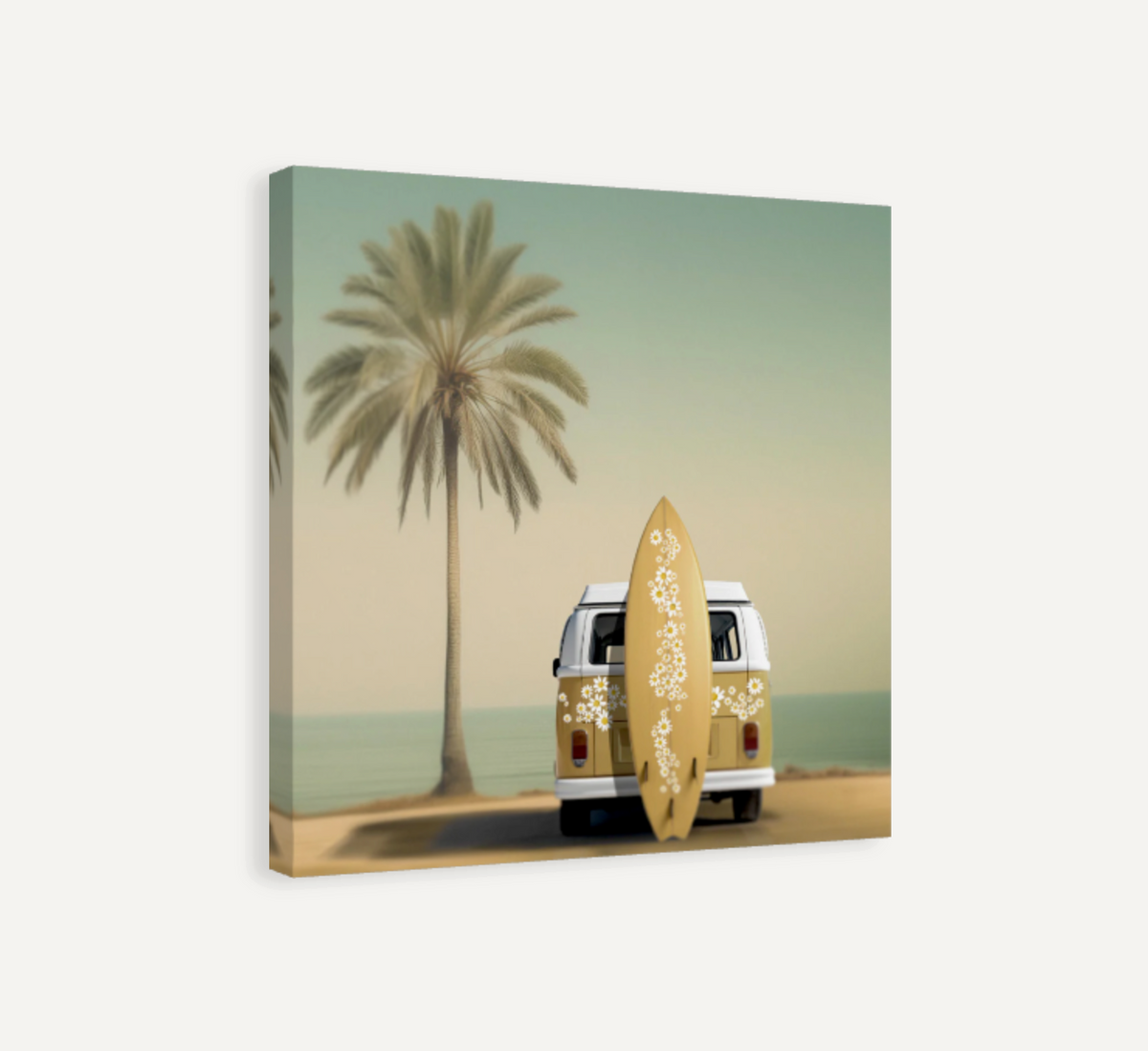 Daisy Surfboard and Camper van Canvas Print