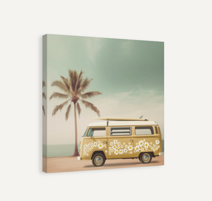 Painted Daisy Camper Van Canvas Print
