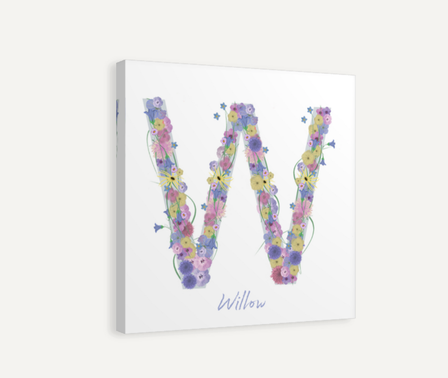 Letter W Wildflowers Canvas Print