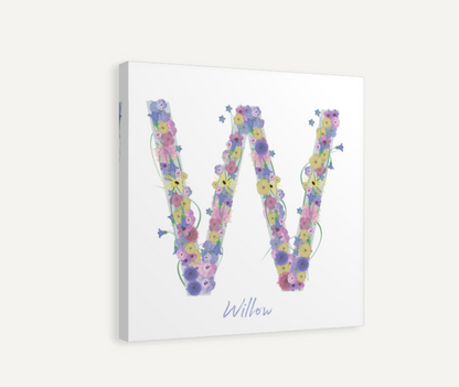 Letter W Wildflowers Canvas Print