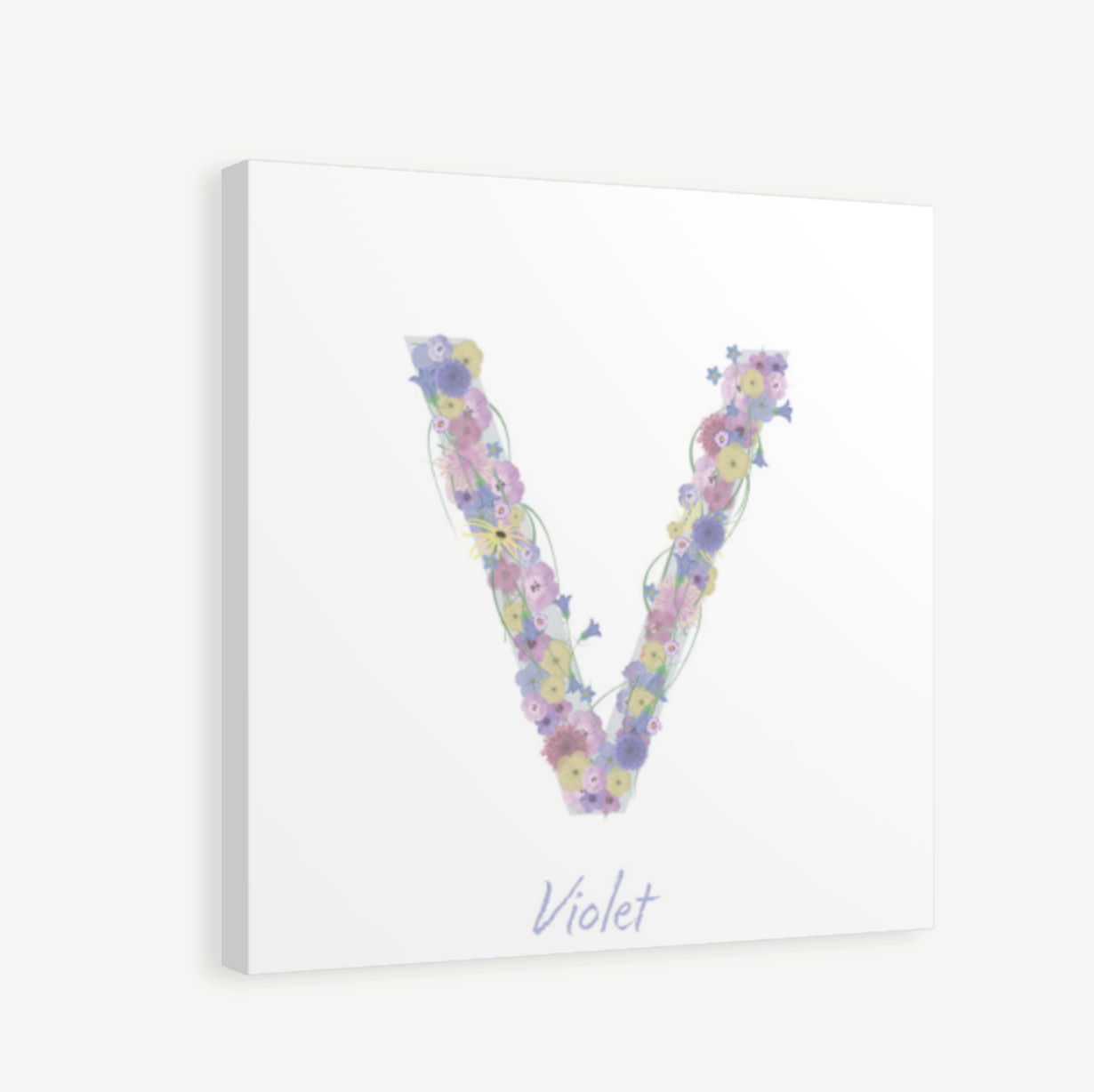 Letter V Wildflowers Canvas Print