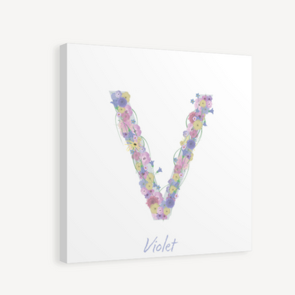 Letter V Wildflowers Canvas Print