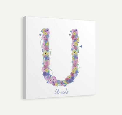 Letter U Wildflowers Canvas Print