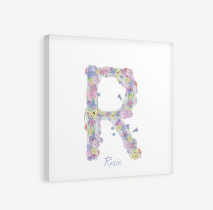 Letter R Wildflowers Canvas Print