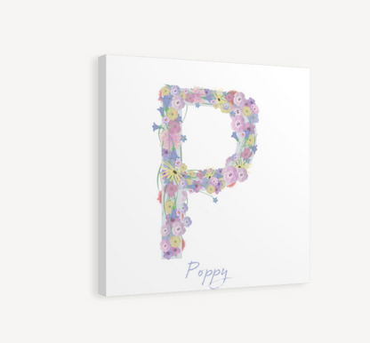 Letter P Wildflowers Canvas Print