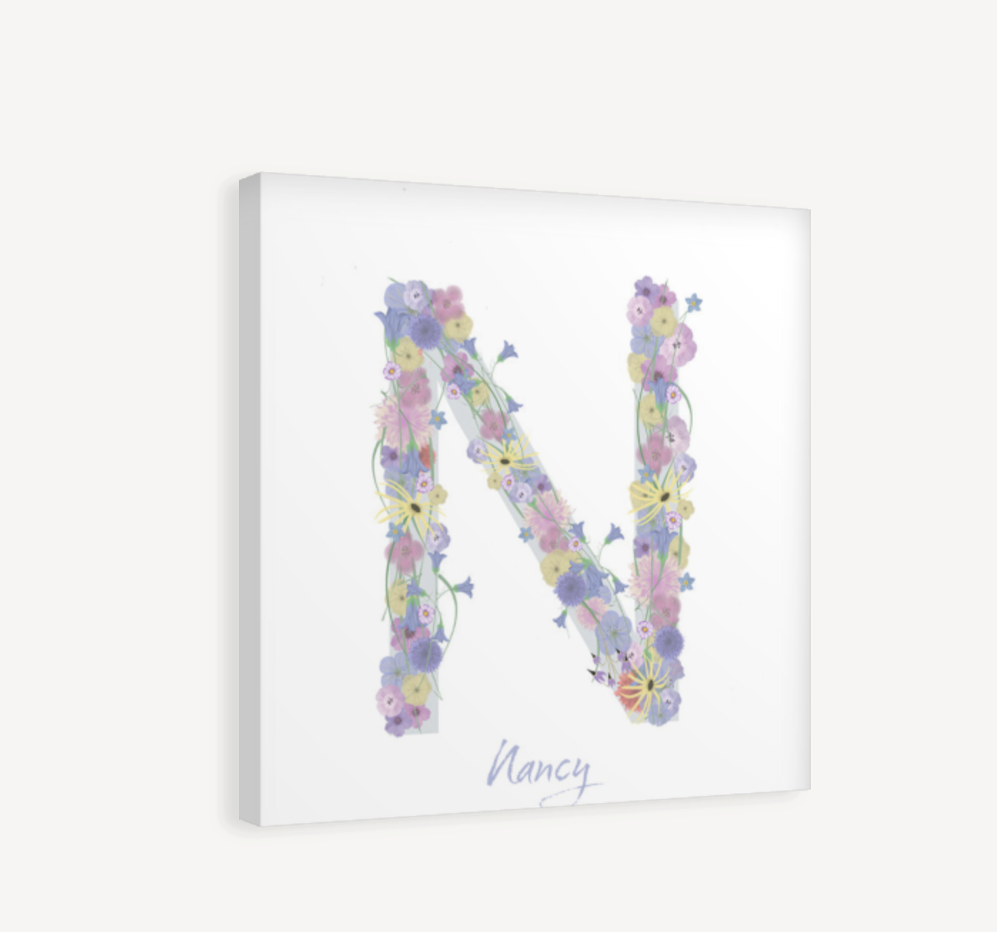 Letter N Wildflowers Canvas Print