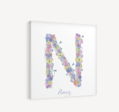 Letter N Wildflowers Canvas Print