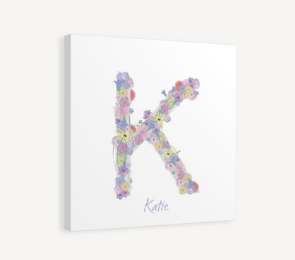 Letter K Wildflowers Canvas Print