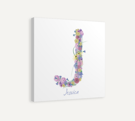 Letter J Wildflowers Canvas Print