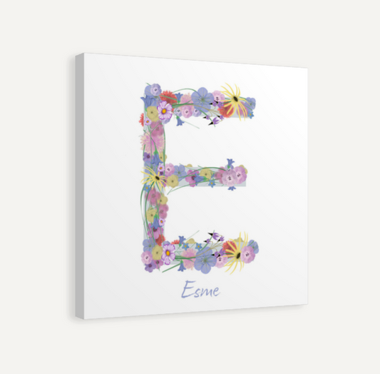 Letter E Wildflowers Canvas Print