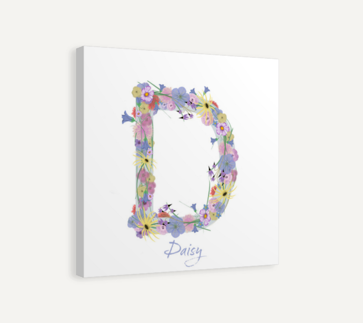 Letter D Wildflowers Canvas Print