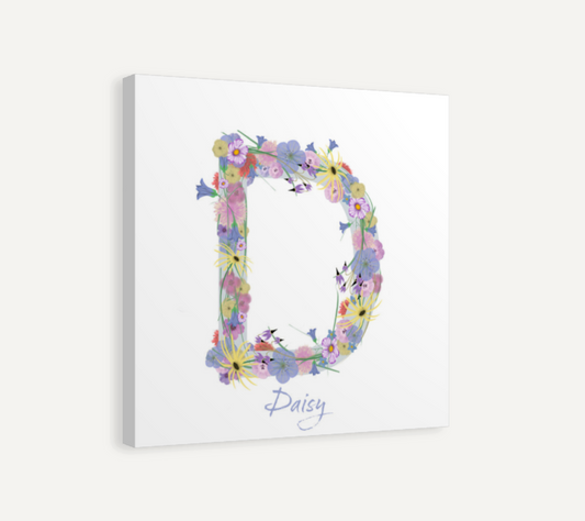 Letter D Wildflowers Canvas Print